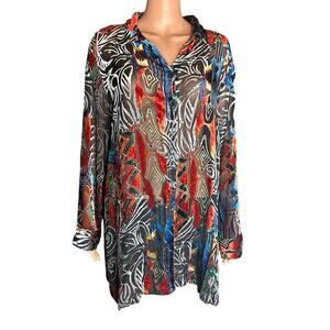 The travel Collection multi color women's blouse size 1x